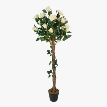 Planta artificial arbol de rosas blancas de 120 cm en maceta