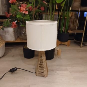 Velador / Lampara de mesa modelo Sauco chico con pantalla textil crudo