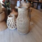 Anfora cesto de fibras naturales calado de 50 x 20 cm