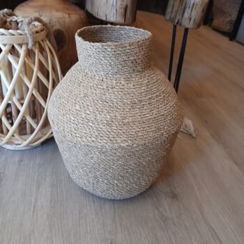 Anfora cesto de fibras naturales de 35 x 25 cm