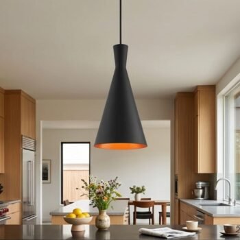 Lampara colgante Crom negro con interior cobre de 19 cm