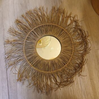 Espejo estrella de hilo de kraft natural de 50 cm