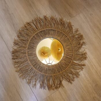 Espejo estrella de hilo de kraft natural de 60 cm