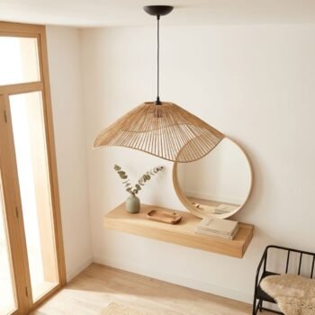 Colgante artesanal modelo capelina chica de kraft de 50 cm