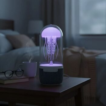 Lampara velador parlante Bluetooth luz de colores Medusa con movimiento