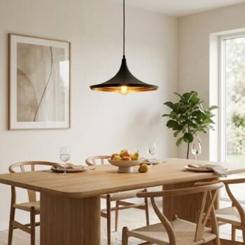 Lampara colgante Beat Nox negro con interior cobre de 36 cm