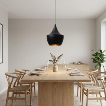 Lampara colgante Oslo negro con interior cobre de 24 cm