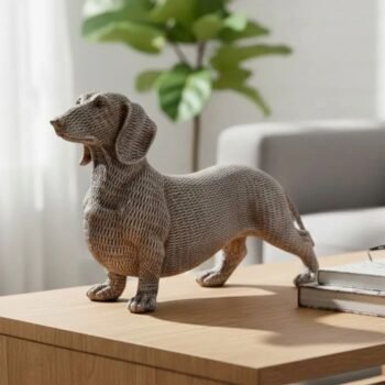 Adorno perro salchicha plateado de 33 cm