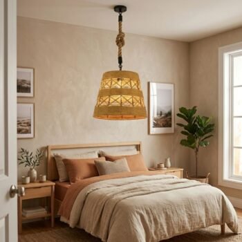 Colgante de metal negro con soga de yute modelo Tova de 40 cm