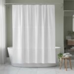 Cortina de baño de polietileno tramada con 12 ganchos de 180 cm