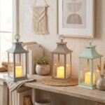 Farol fanal varios colores con vela led de 13 x 30 cm a pilas