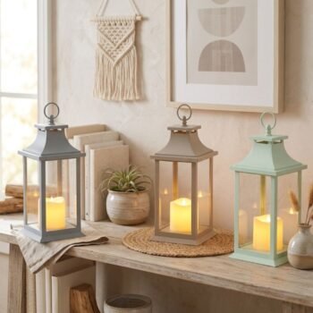 Farol fanal varios colores con vela led de 13 x 30 cm a pilas