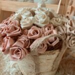 Flor de tela tusor chica varios colores 30 cm