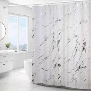 Cortina de baño de teflon estilo marmol con 12 ganchos de 180 cm