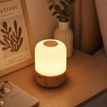 Velador mini touch recargable USB simil madera