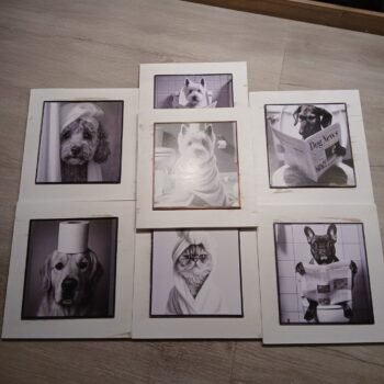 Cuadro decorativo de madera varios diseños 22 x 22 cm - Perro / Gato