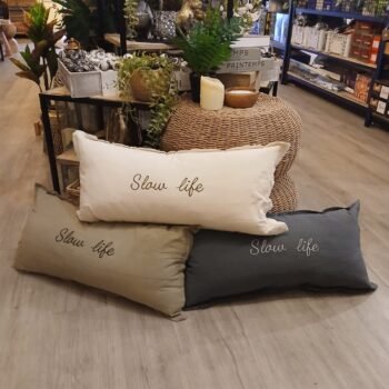 Almohadon Slow Life de 35 x 70 cm varios colores