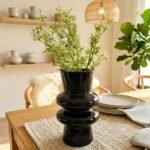 Florero moderno de vidrio negro de 9 x 20 cm