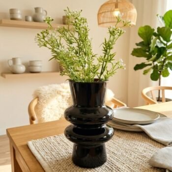 Florero moderno de vidrio negro de 9 x 20 cm