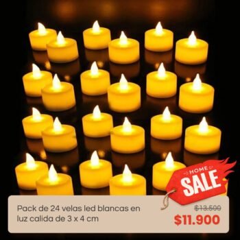 Home Sale: Pack de 24 velas Led blancas luz calida de 3 x 4 cm