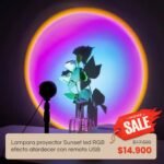Home Sale: Lampara proyector Sunset led RGB efecto atardecer con remoto USB