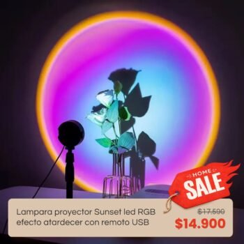 Home Sale: Lampara proyector Sunset led RGB efecto atardecer con remoto USB