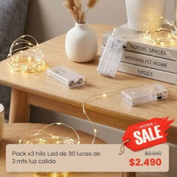 Home Sale: Pack x3 hilo Led de 30 luces de 3 mts luz calida