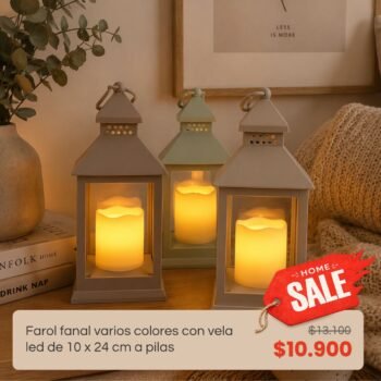 Home Sale: Farol fanal varios colores con vela led de 10 x 24 cm a pilas
