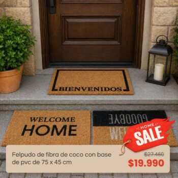 Home Sale: Felpudo de fibra de coco con base de pvc de 75 x 45 cm