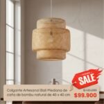 Home Sale: Colgante Artesanal Bali Mediana de caña de bambu natural de 40 x 40 cm