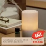 Home Sale: Humidificador Ultrasonico 125 ml forma cilindro base blanca