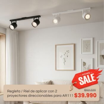 Home Sale: Regleta / Riel de aplicar con 2 proyectores direccionable con lamparas led ar111