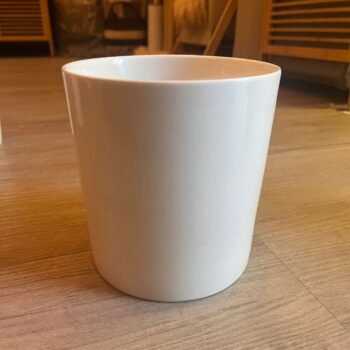 Porta maceta de ceramica blanco tamaño grande de 16 cm