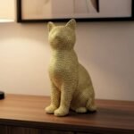 Adorno de gato de resina dorado de 27 cm