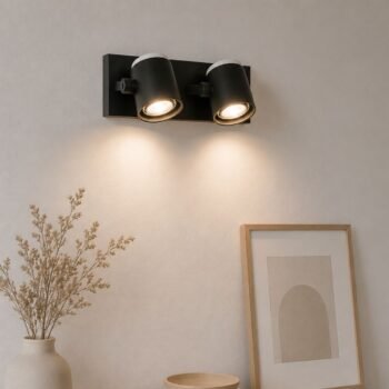 Aplique de pared spot combinado de PVC para 2 dicroica de 24 x 10 cm