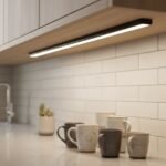Liston aplique / bajo alacena luz led negro ultra fino con sensor de movimiento de 60 cm
