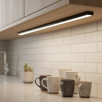 Liston aplique / bajo alacena luz led negro ultra fino con sensor de movimiento de 60 cm