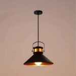 Lampara colgante Beat Joe negro con interior cobre de 36 cm