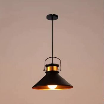 Lampara colgante Beat Joe negro con interior cobre de 36 cm