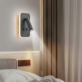 Aplique de pared rectangular negro modelo Neve luz calida