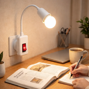 Adaptador tipo aplique con porta lampara a 220v y boton de encendido
