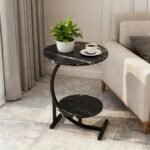 Mesa auxiliar redonda para cafe doble estante