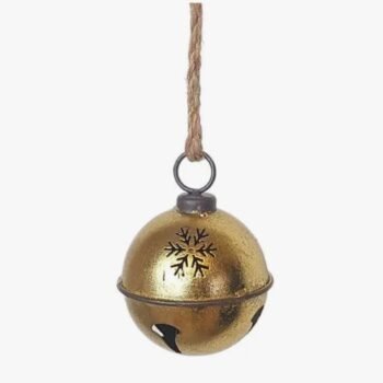 Adorno de tira con cascabel dorado navideño
