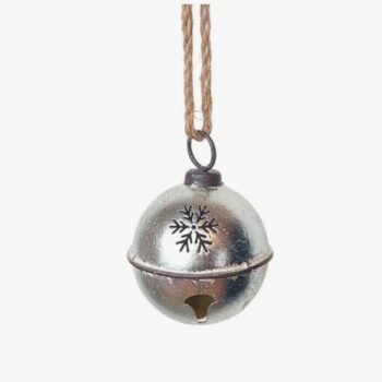 Adorno de tira con cascabel plateado navideño