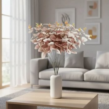 Ramo de hojas estilo eucalipto rosado de 50 cm