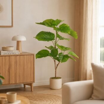 Planta artificial tipo Ficus Umbellata de 90 cm en maceta