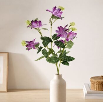 Rama de hojas y flores artificiales estilo astromelia de 84 cm