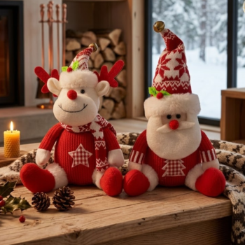 Adorno muñeco de Navidad Reno o Papa Noel 32 cm