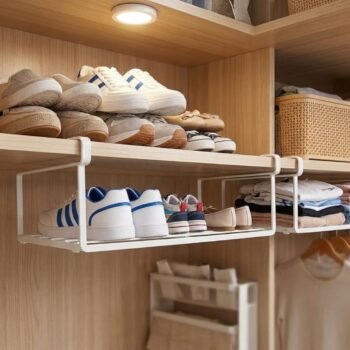 Organizador bajo estante blanco extensible de 42-75 cm