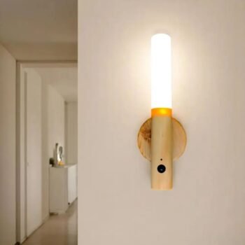 Lampara palito led magnética con sensor recargable simil madera 2 tonos